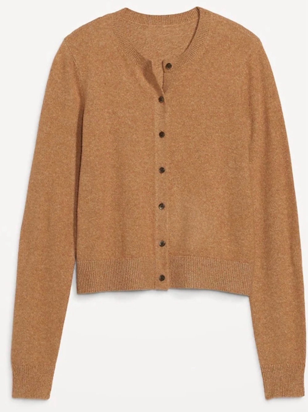 Old Navy Button-Front Crewneck Cardigan in Camel Brown